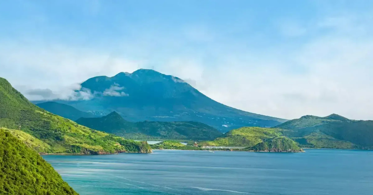 Nevis Peak rising above the shoreline