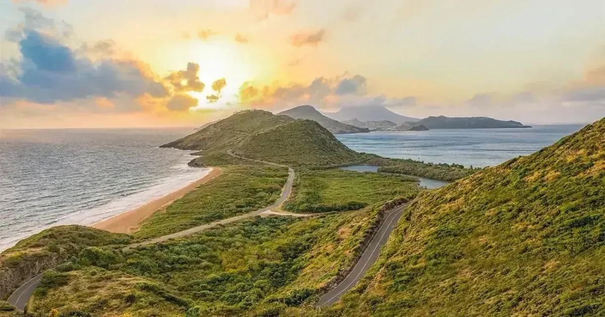 Timothy Hill isthmus with St. Kitts and Nevis in view