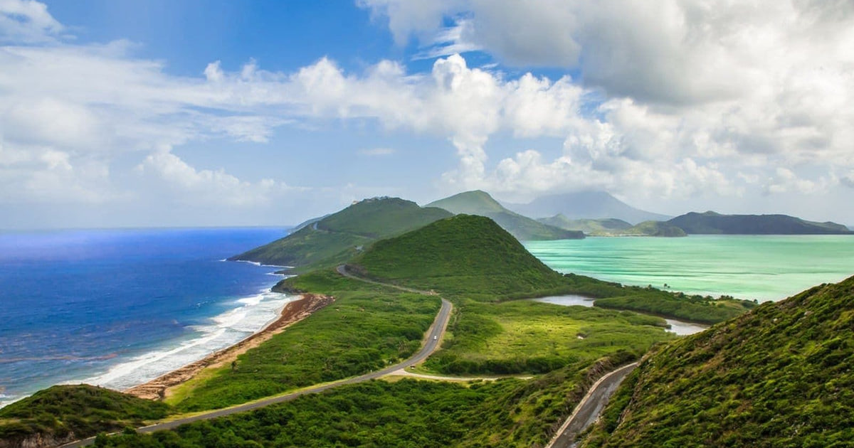 Coastline and mountains of St. Kitts