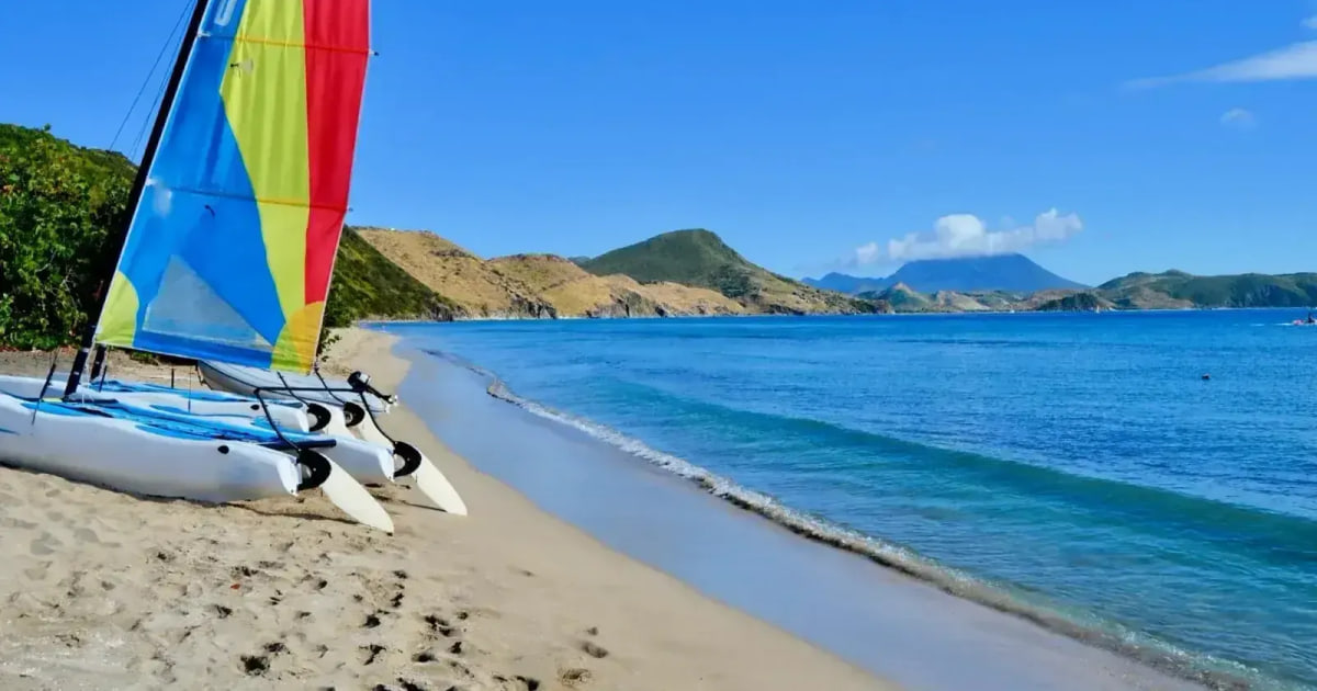 Catamaran sailing off the coast of St. Kitts