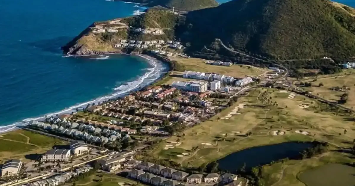 Golf course fairway beside the sea in Nevis