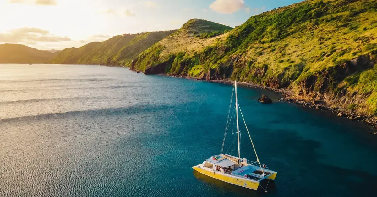 Evening light over a village in St. Kitts